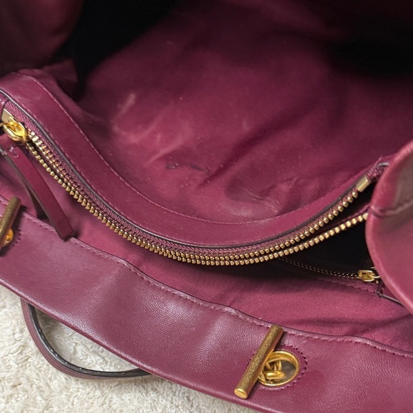 Tory Burch Fleming Triple Compartment Tote Burgandy - Picture 14 of 16